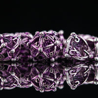 Draco Immortui Hollow Metal Dice Set - Purple and Silver