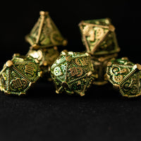 Green and Gold - Weird West Wasteland Metal Dice Set