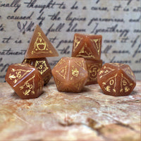 Fangs of Winter Red Aventurine Stone Dice Set