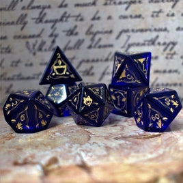 Fangs of Winter Blue Glass Dice Set