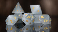 White Cat's Eye Stone Dice Set