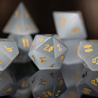 White Cat's Eye Stone Dice Set