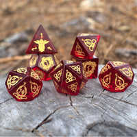 Serpent of Midgard Red Glass Dice Set