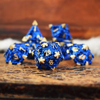 Dragon's Lair Hollow Metal Dice Set- Blue