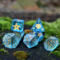 Siren's Song Aqua Blue Glass Dice Set