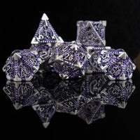 Dragonguard Hollow Metal Dice Set - Purple and Silver