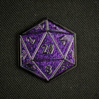 Purple Glitter D20 Pin