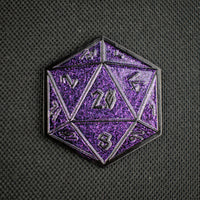 Purple Glitter D20 Pin