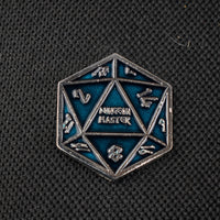 Aqua and Silver D20 Pin