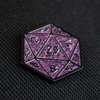 Purple Glitter D20 Pin