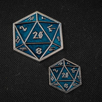 Aqua and Silver D20 Pin