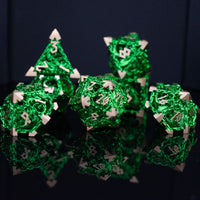 Dragon's Lair Hollow Metal Dice Set- Green