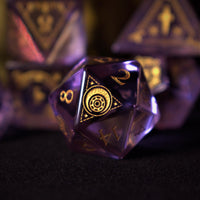 Fabled Mark Purple Glass Dice Set