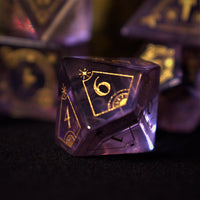 Fabled Mark Purple Glass Dice Set