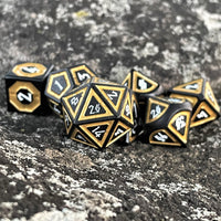 Cleric's Shadow Domain Black And Gold Metal Dice Set