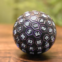 The Orb D100 -  Purple, White, and Black Metal Die